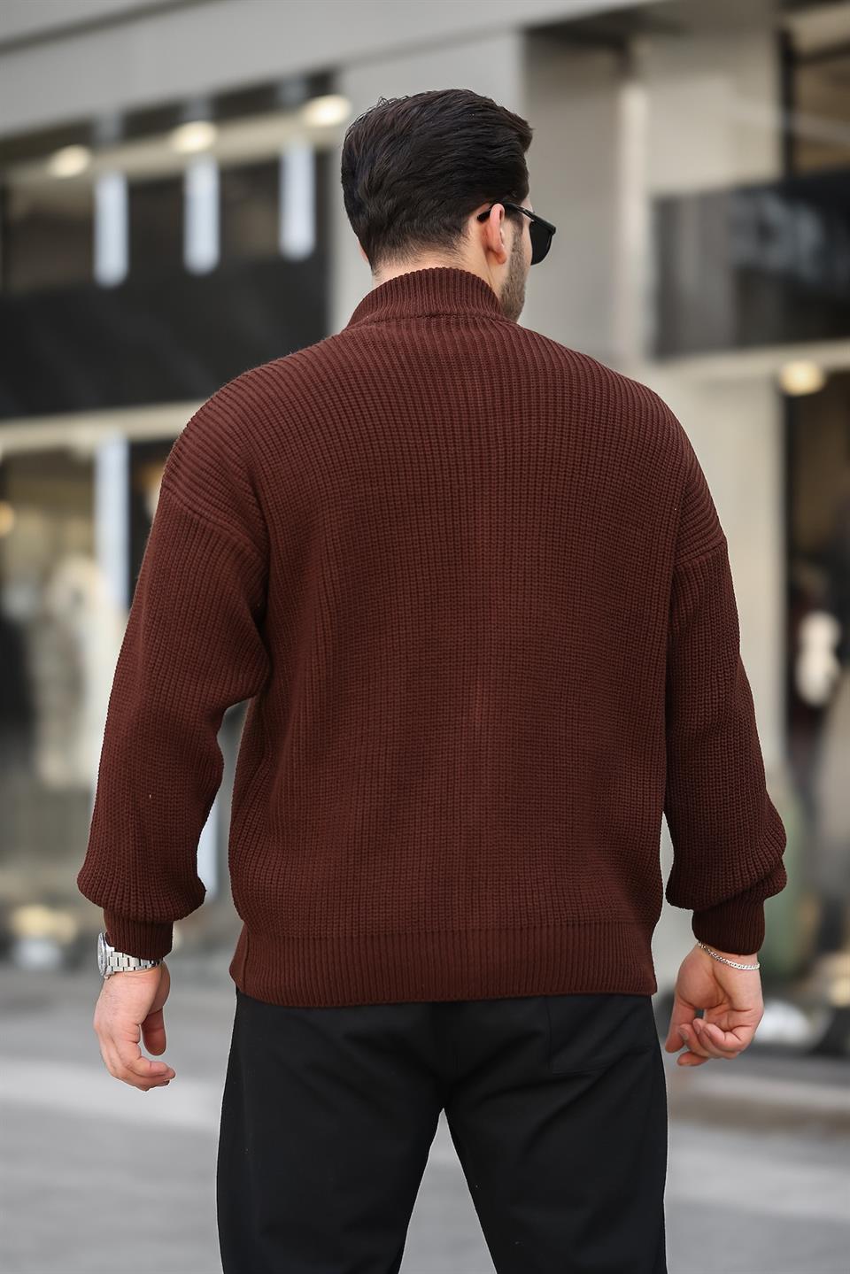 oversize selanik örme fermuarli erkek hirka - Justyol