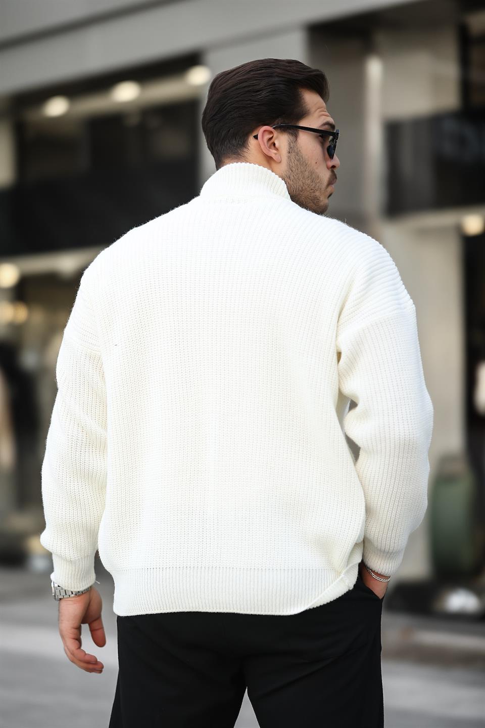 oversize selanik örme fermuarli erkek hirka - Justyol