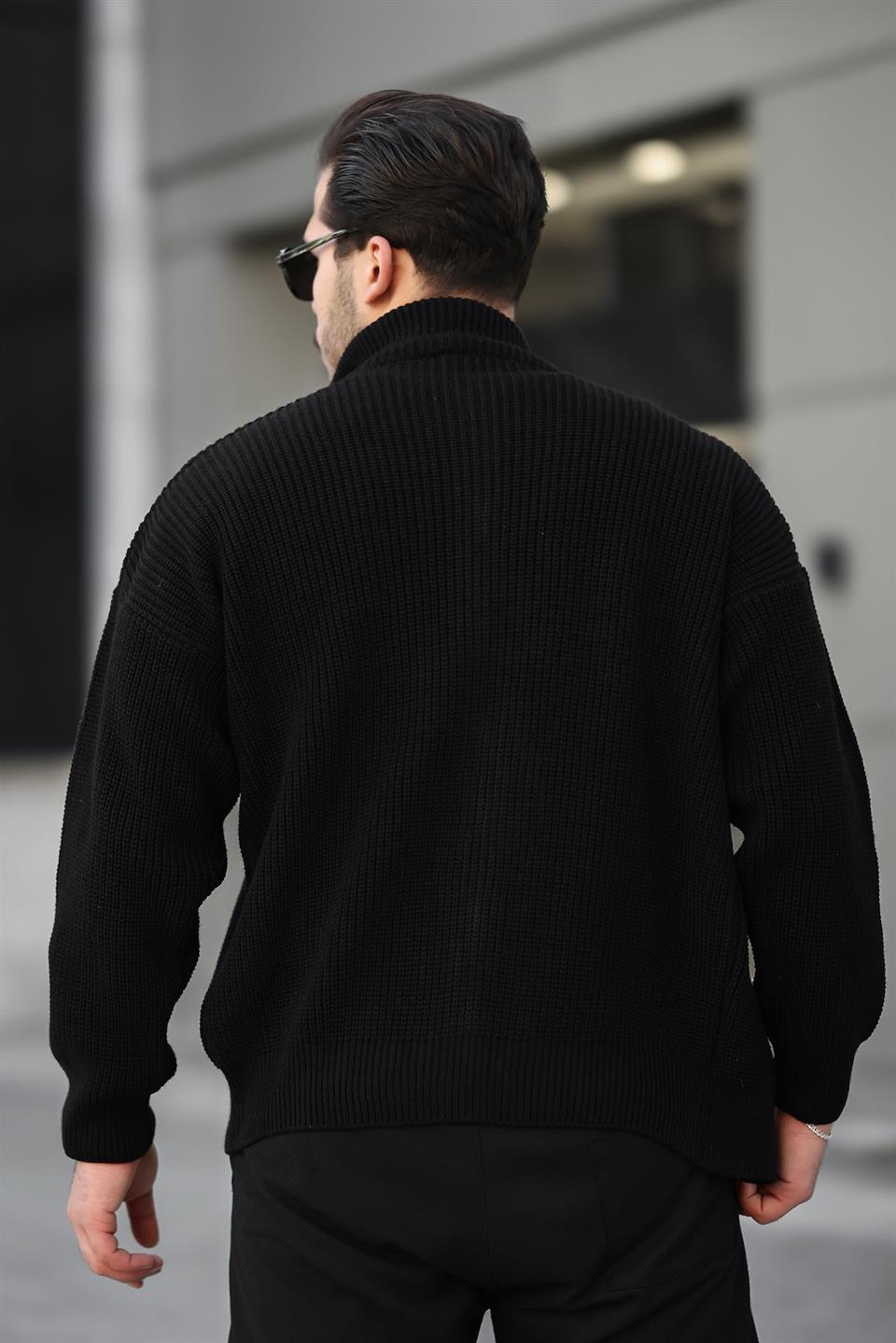 oversize selanik örme fermuarli erkek hirka - Justyol