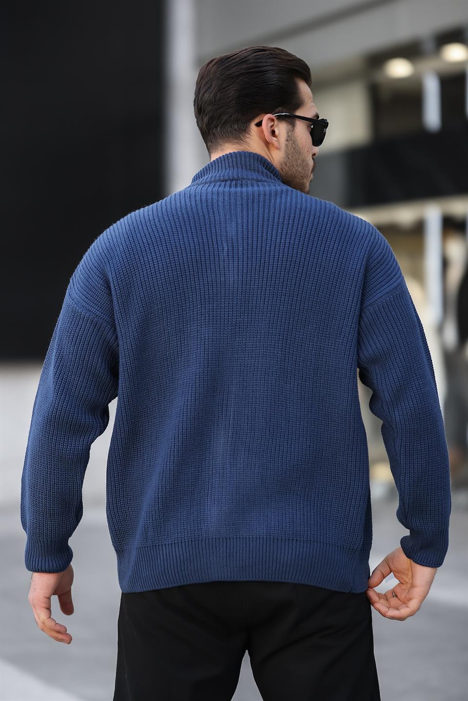 oversize selanik örme fermuarli erkek hirka - Justyol