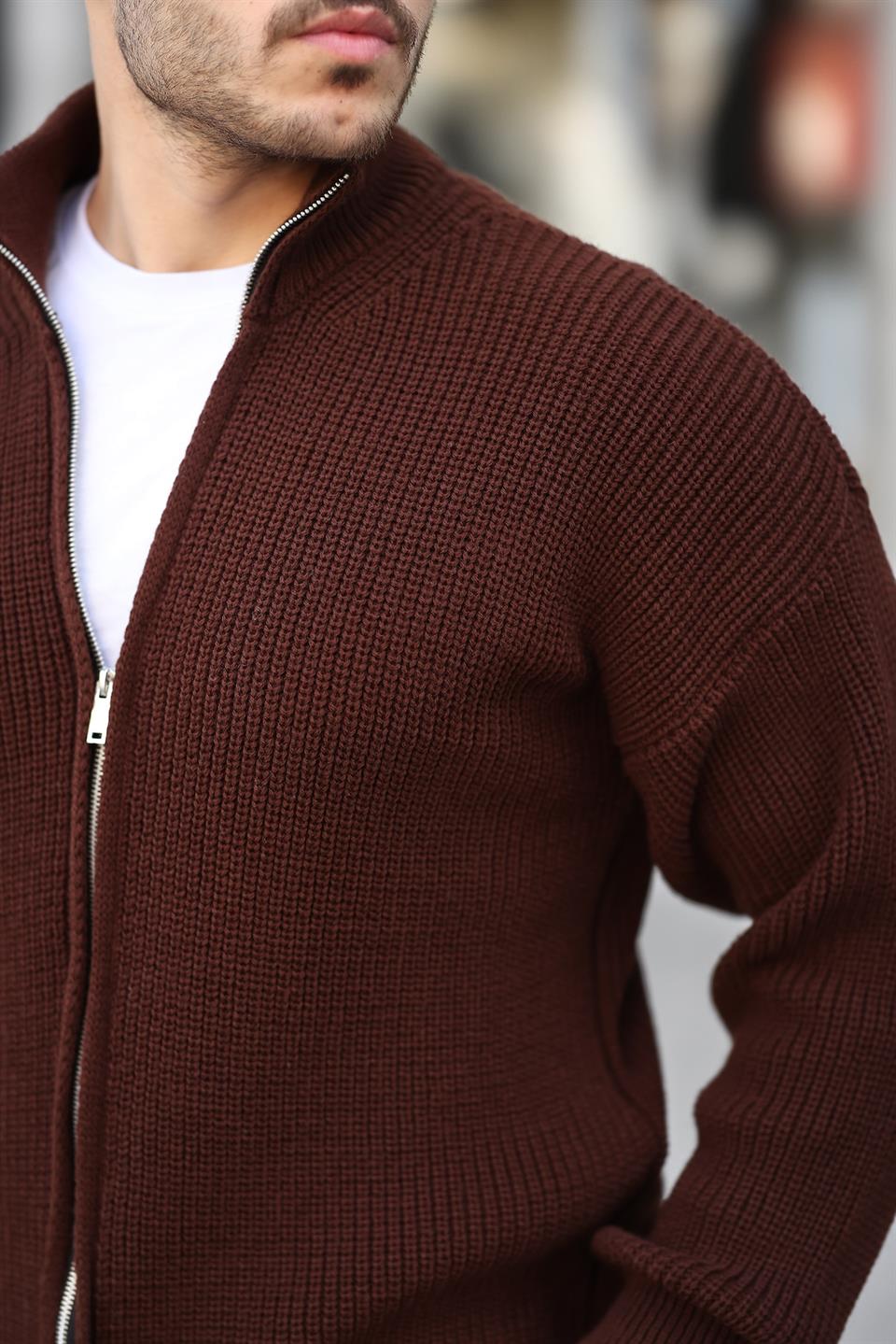 oversize selanik örme fermuarli erkek hirka - Justyol