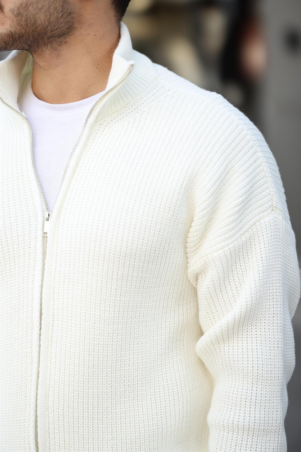 oversize selanik örme fermuarli erkek hirka - Justyol