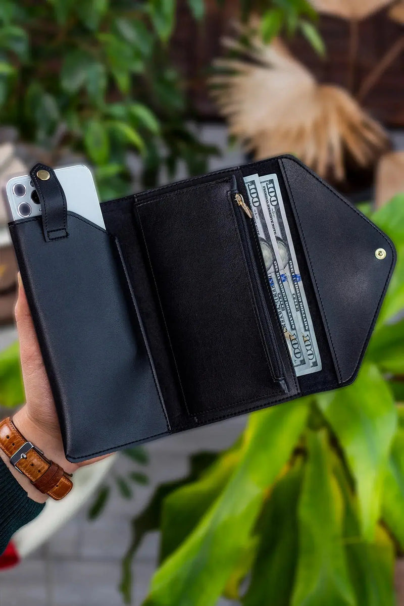 Enveloppe Téléphone et Boîtes de Pièces - Cuir Synthétique, Design Élégant et Pratique