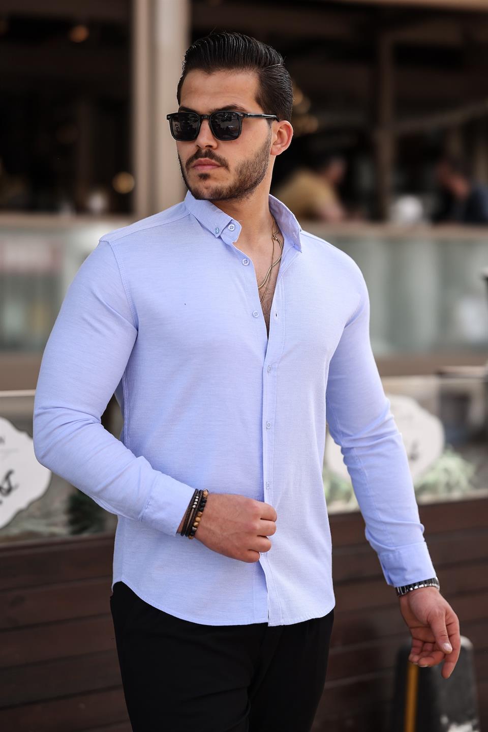 likrali regular fit nefes alabilir klasik erkek oxford gömlek - Justyol