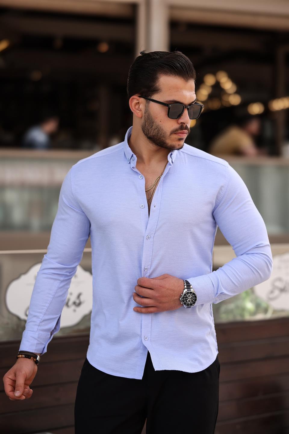 likrali regular fit nefes alabilir klasik erkek oxford gömlek - Justyol