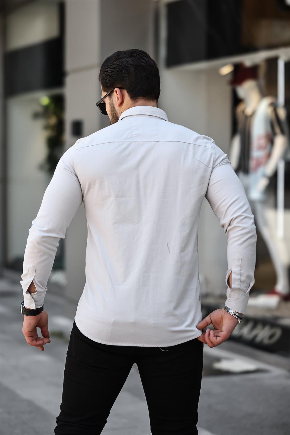 Oxford Kumaş Likralı Uzun Kol Gömlek - Justyol