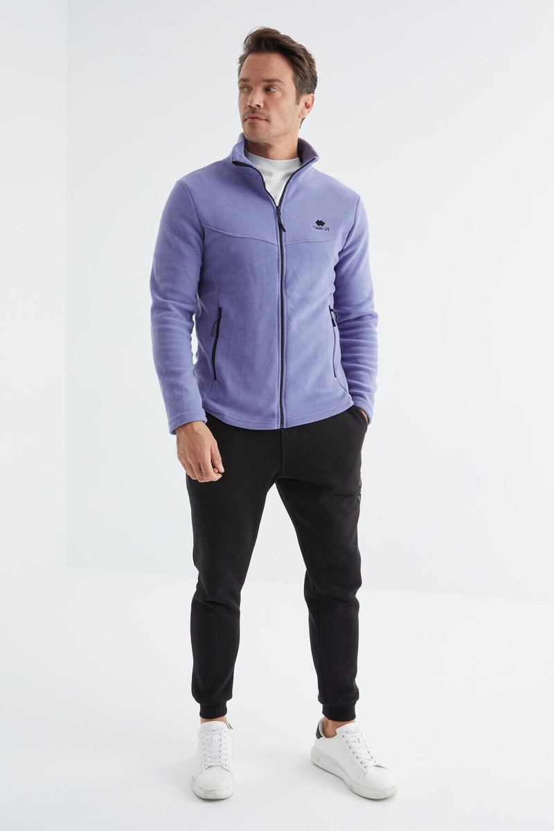 Sweatshirt Polar Homme à Col Zippé - Coupe Standard - Couleur Lavande