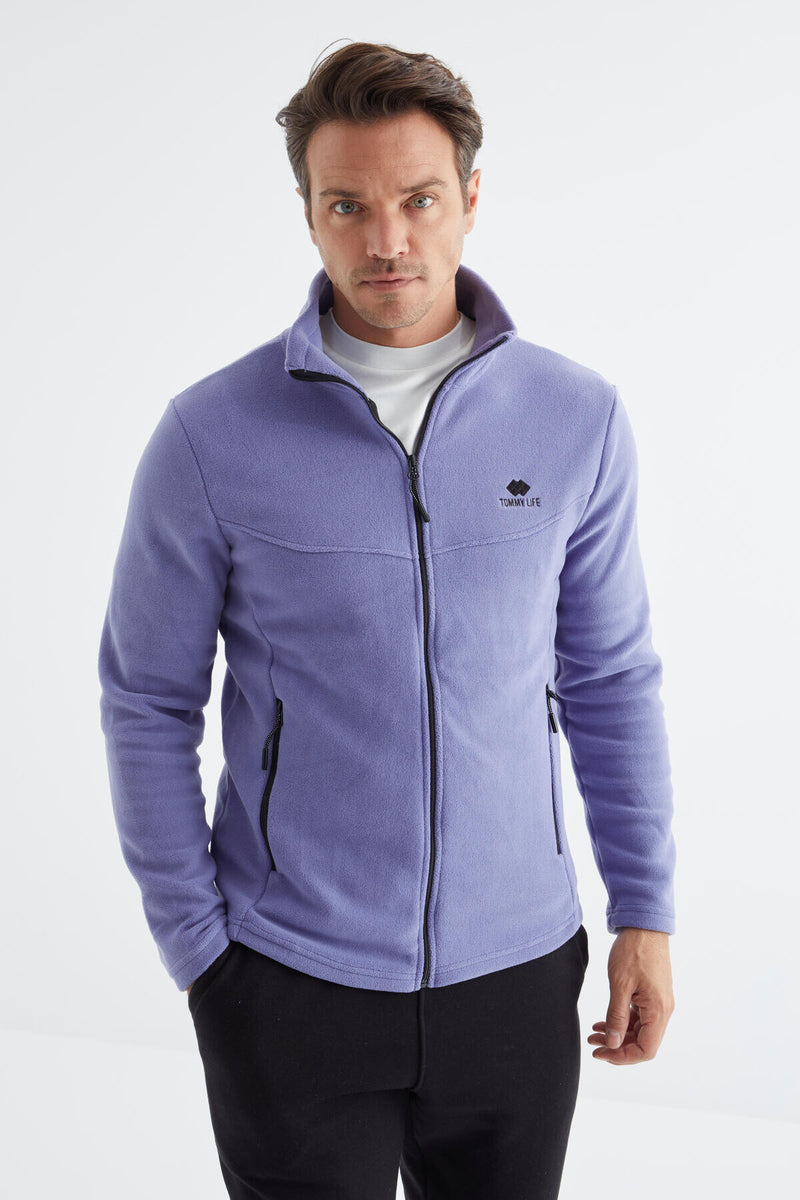 Sweatshirt Polar Homme à Col Zippé - Coupe Standard - Couleur Lavande
