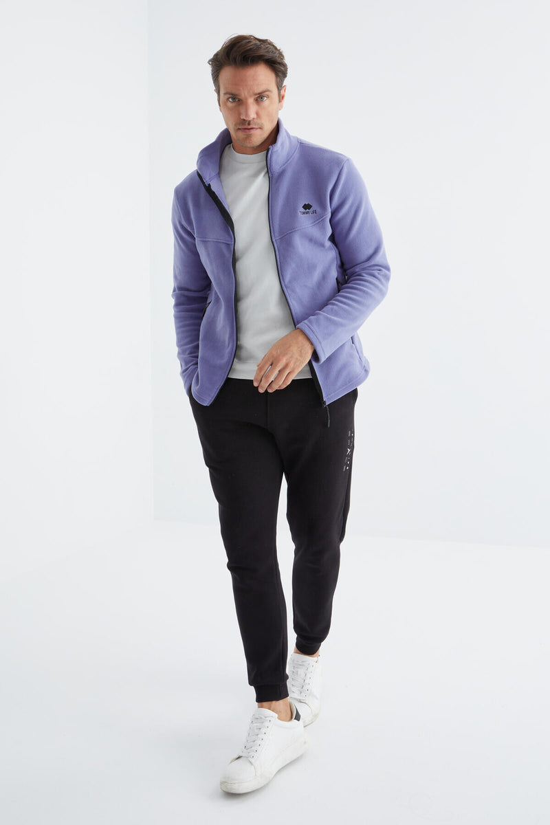 Sweatshirt Polar Homme à Col Zippé - Coupe Standard - Couleur Lavande