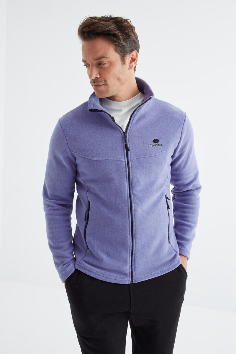 Sweatshirt Polar Homme à Col Zippé - Coupe Standard - Couleur Lavande