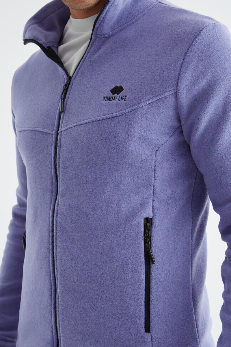 Sweatshirt Polar Homme à Col Zippé - Coupe Standard - Couleur Lavande