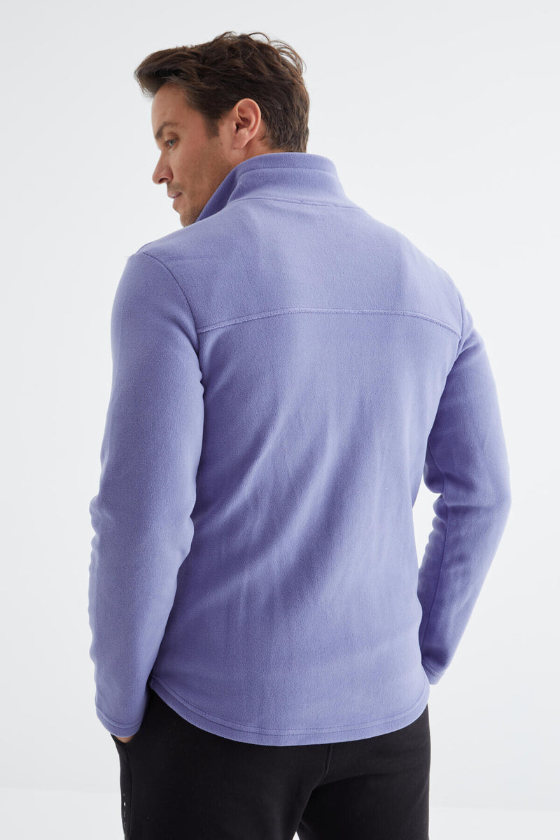 Sweatshirt Polar Homme à Col Zippé - Coupe Standard - Couleur Lavande