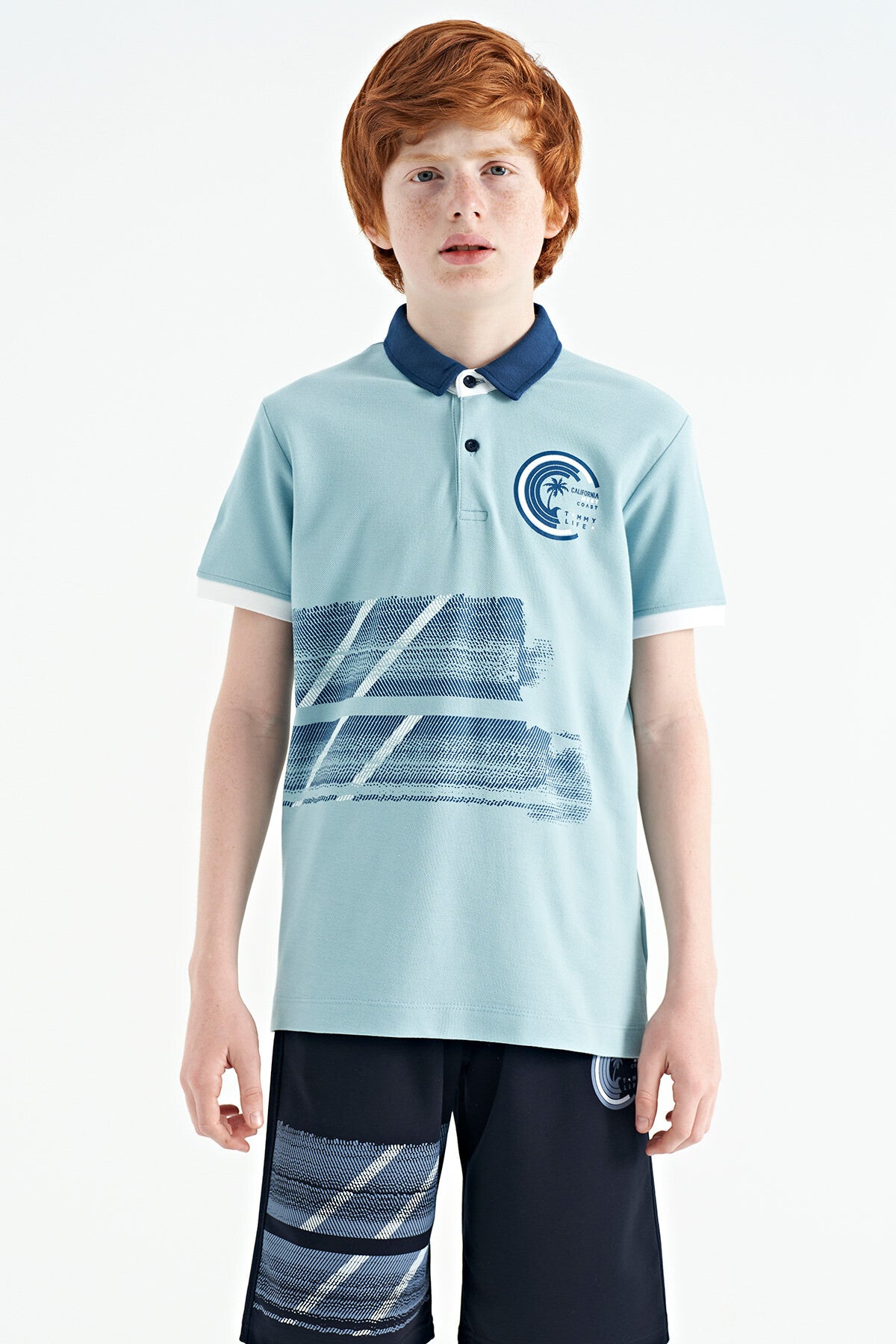 <tc>T-shirt garçon à col polo, coupe standard avec détails imprimés - 11094</tc>