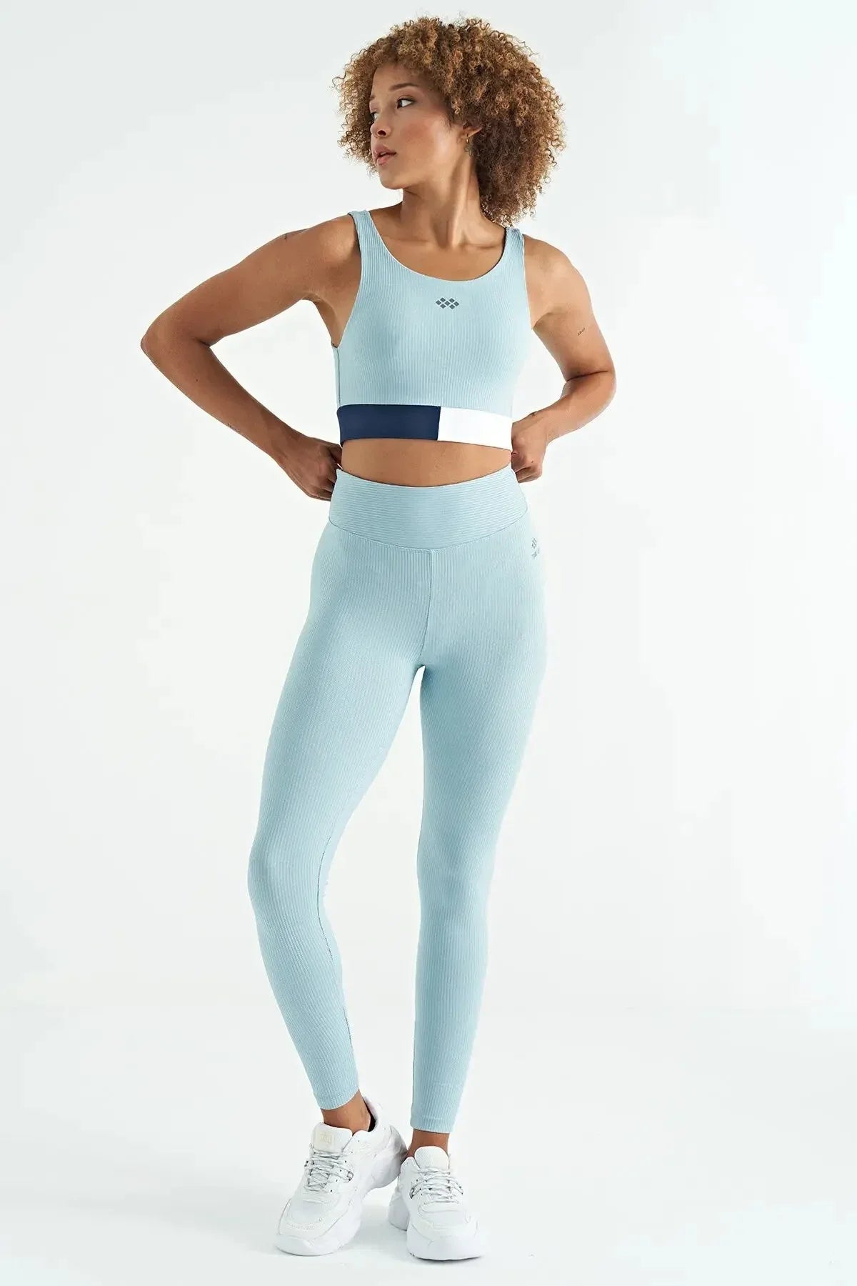 Legging femme taille haute slim fit à rayures avec logo - 94642 - Justyol