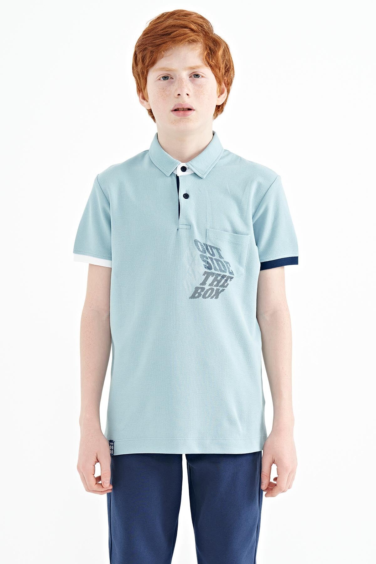 <tc>T-shirt pour garçon à col polo, coupe standard, avec imprimé et détails de poche avant - 11102</tc>