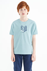 <tc>T-shirt oversize pour garçon à col rond avec broderie de texte - 11151</tc>