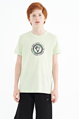 <tc>T-shirt pour garçon à col rond, coupe standard, avec détails de broderie - 11115</tc>