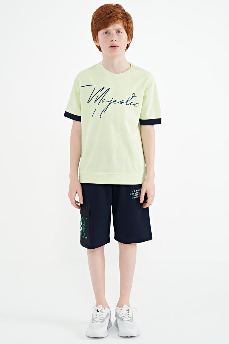 T-shirt Garçon Oversize Col Rond avec Broderie Texte
