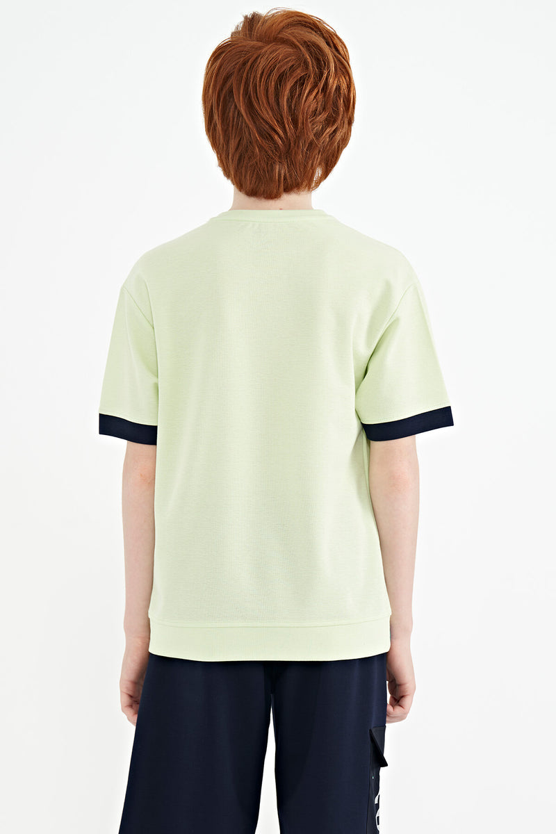 T-shirt Garçon Oversize Col Rond avec Broderie Texte
