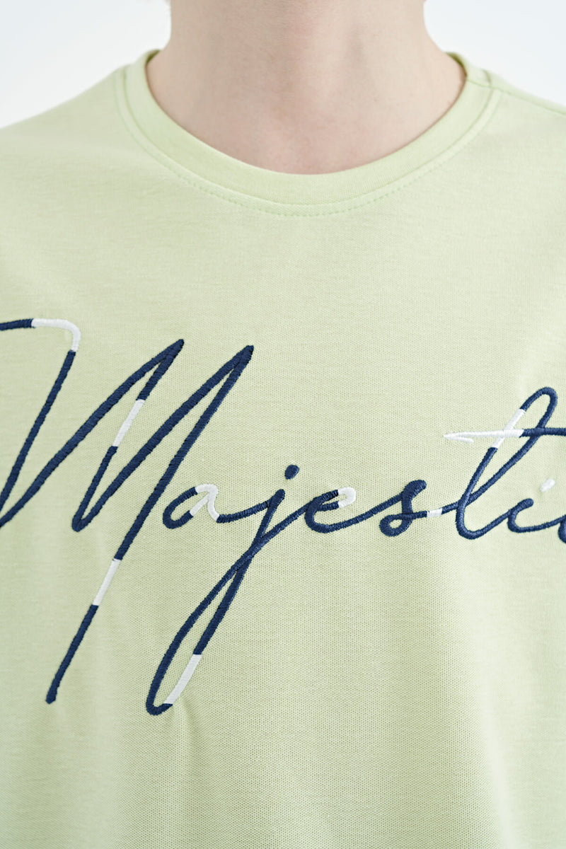 T-shirt Garçon Oversize Col Rond avec Broderie Texte