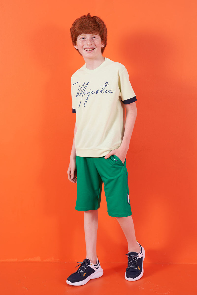 T-shirt Garçon Oversize Col Rond avec Broderie Texte