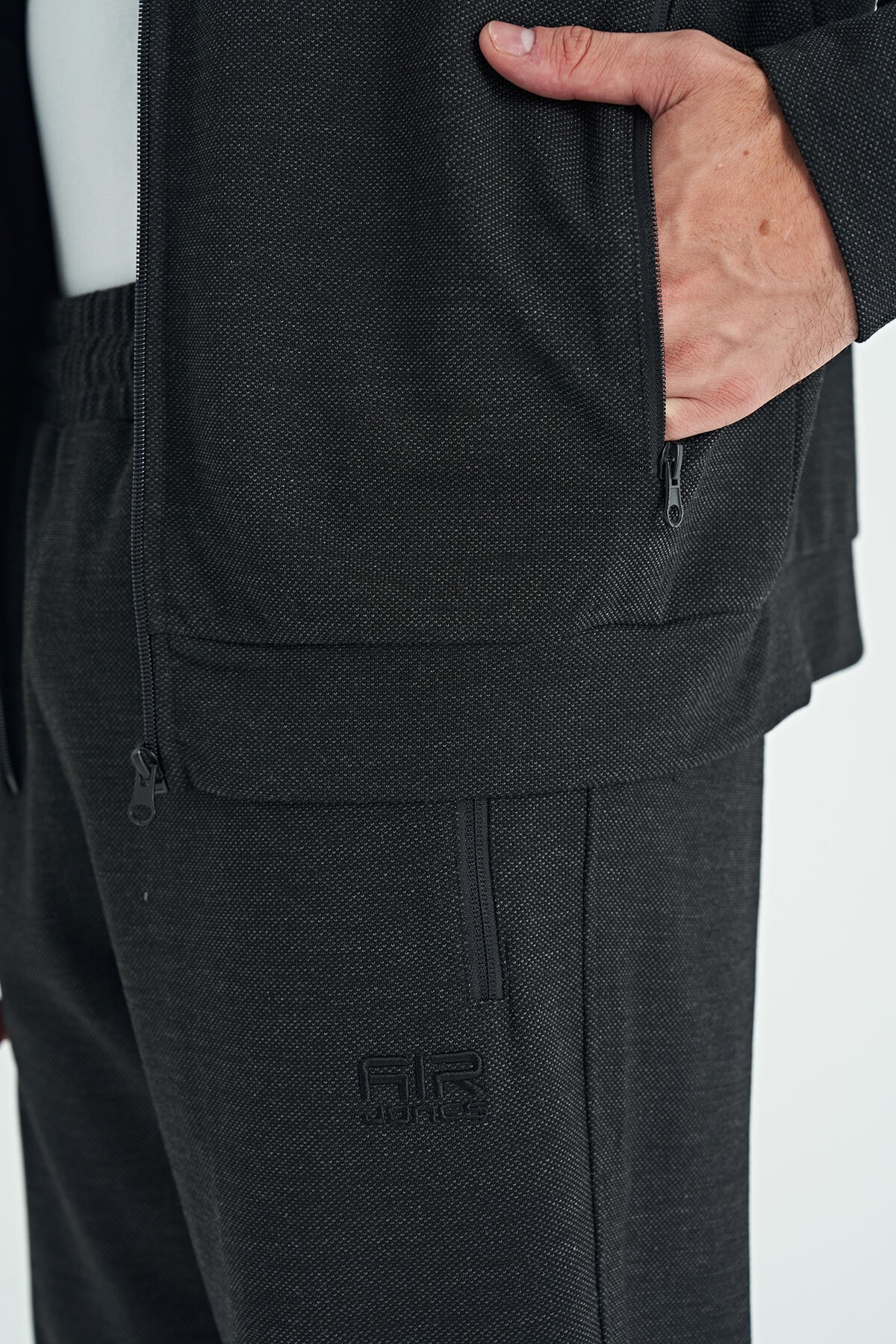 hugo gri melanj - siyah jogger erkek eşofman takim - 85198 - Justyol