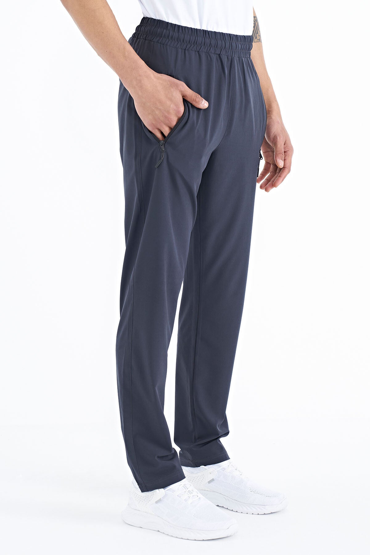 erkek fermuarli üç cepli standart kalip klasik paça eşofman alt - 84768 - Justyol