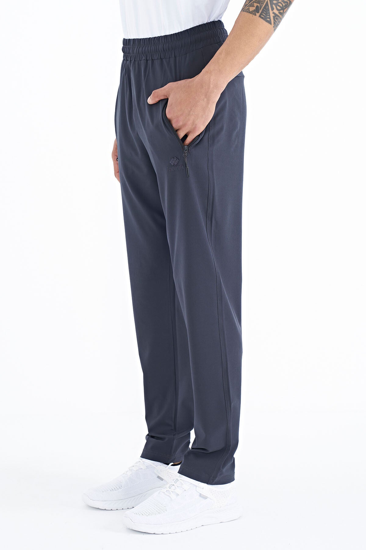 erkek fermuarli üç cepli standart kalip klasik paça eşofman alt - 84768 - Justyol