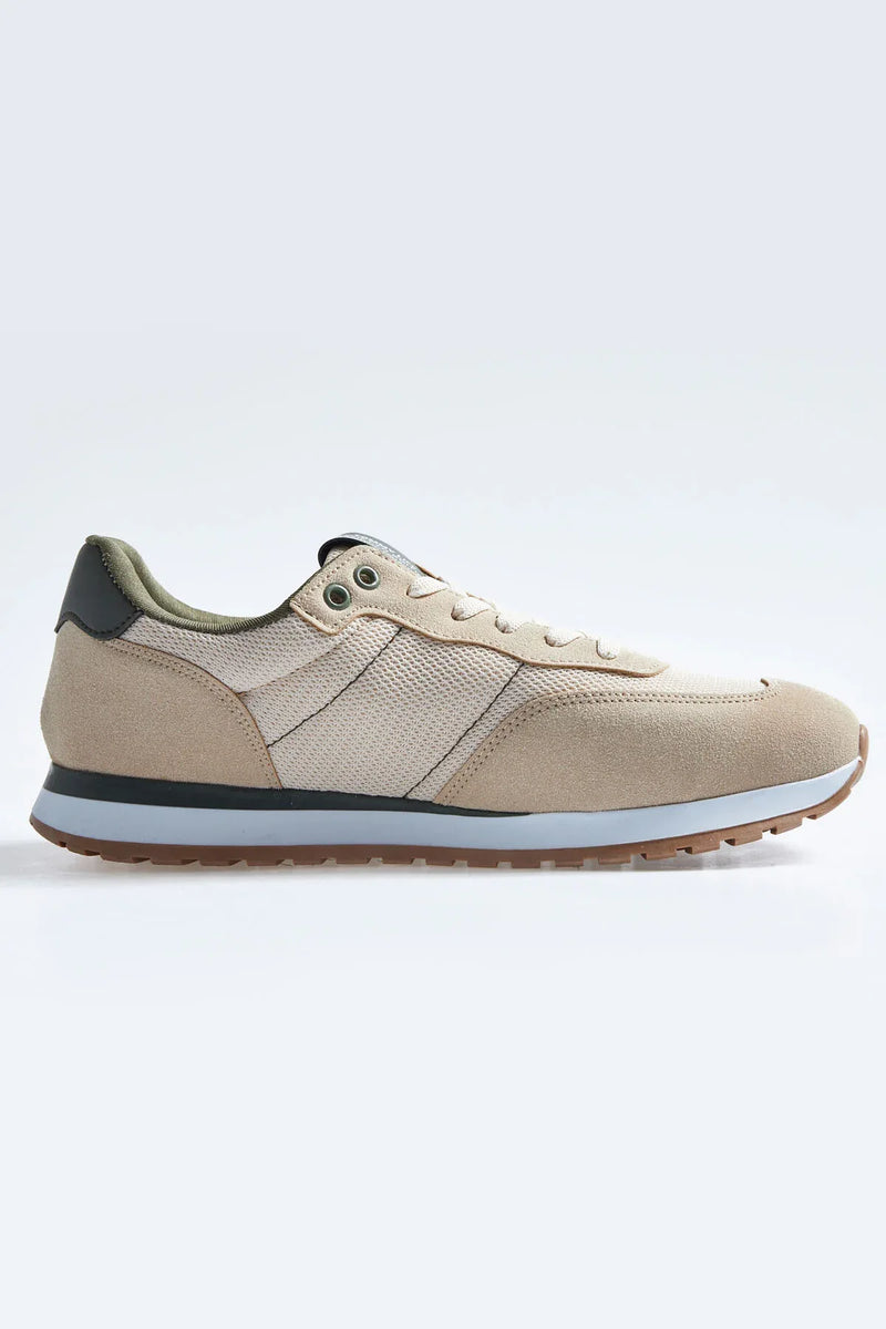 Baskets Homme en Suédine avec Empiècements Respirants – Chaussures Sportives à Lacets Confortables