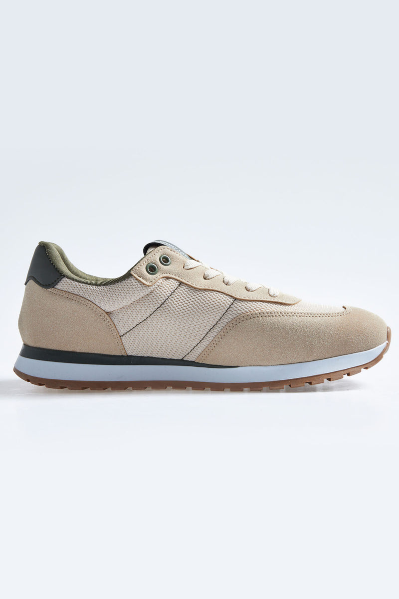 Baskets Homme en Suédine avec Empiècements Respirants – Chaussures Sportives à Lacets Confortables