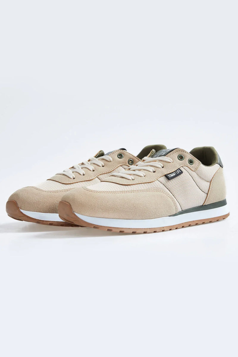 Baskets Homme en Suédine avec Empiècements Respirants – Chaussures Sportives à Lacets Confortables