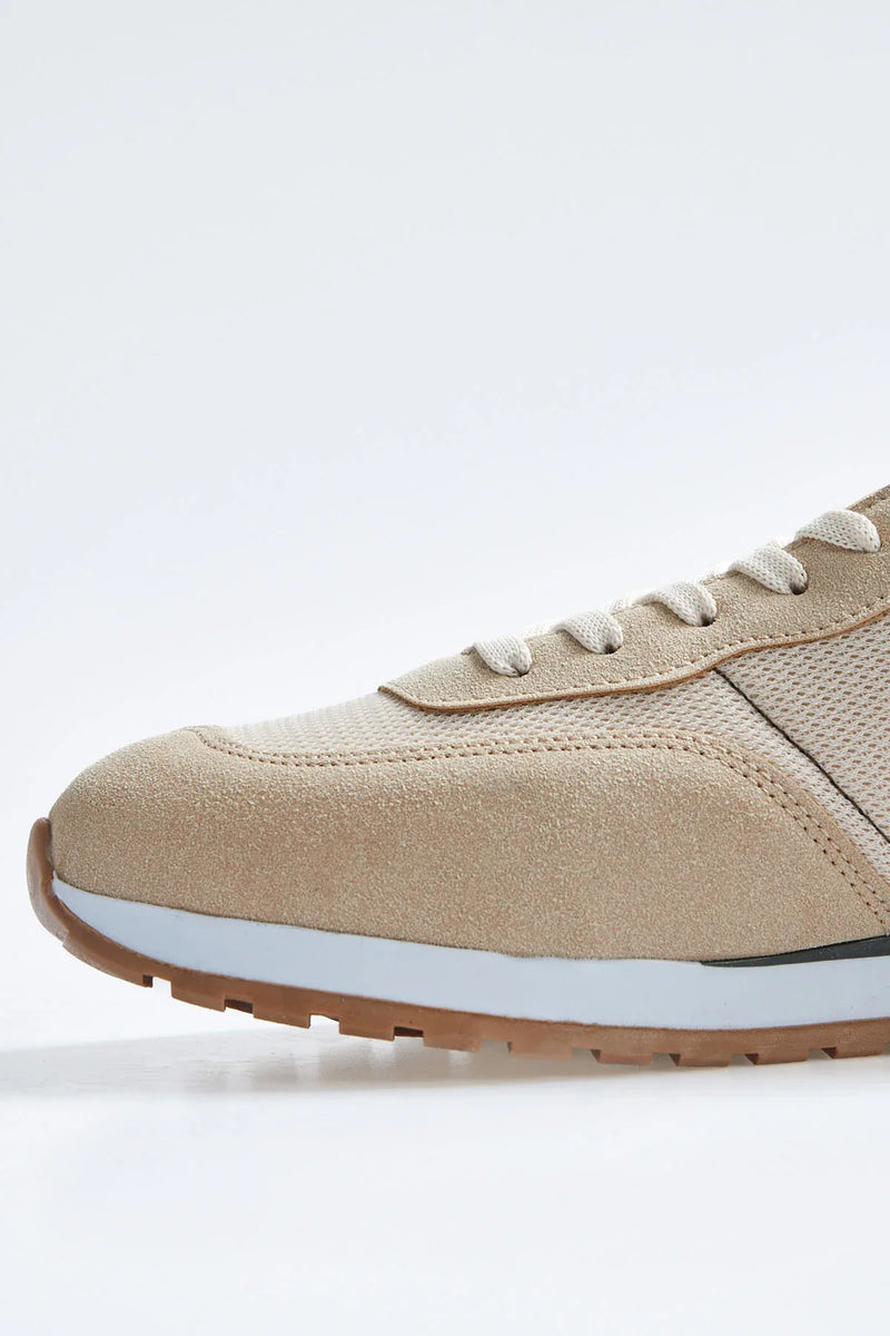 Baskets Homme en Suédine avec Empiècements Respirants – Chaussures Sportives à Lacets Confortables