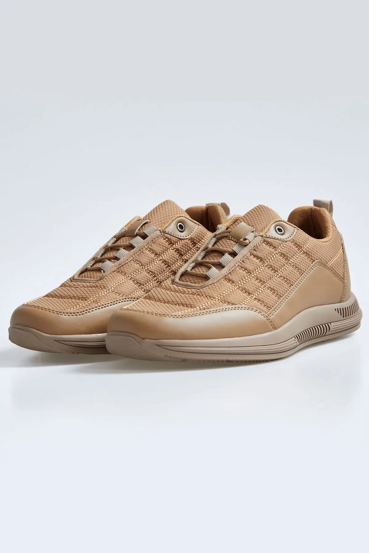 Baskets Sportives à Lacets pour Homme - Détails en Cuir Synthétique, Modèle Matelassé