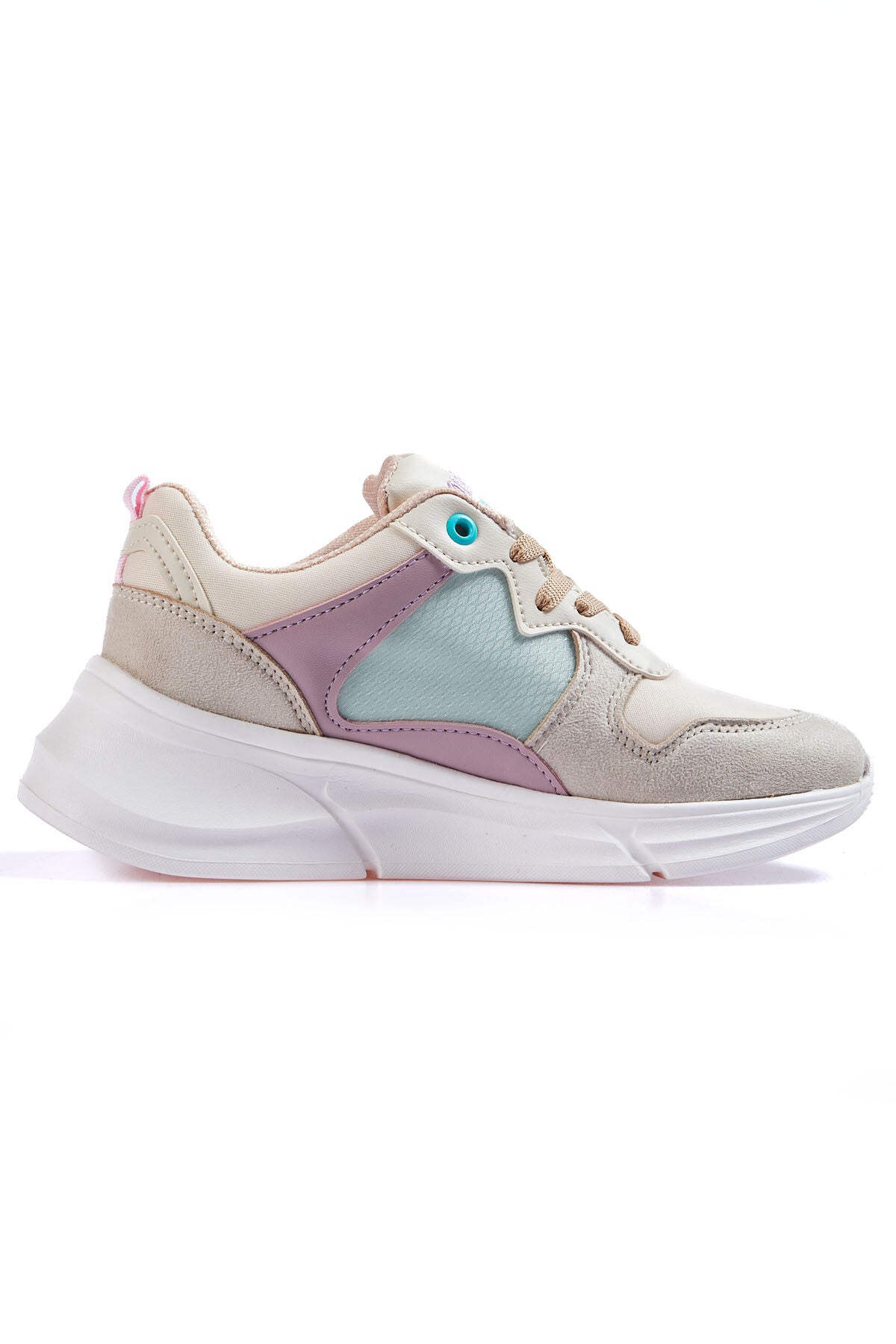 <tc>Chaussures de sport femme colorées à semelle épaisse avec cordon et détails en mesh - 89203</tc>