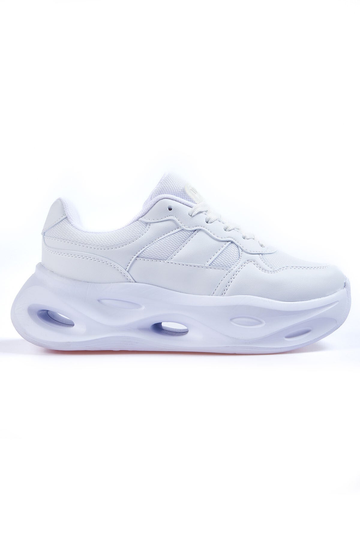 <tc>Chaussures de sport pour femme à semelle haute, avec lacets et détails en maille - 89106</tc>