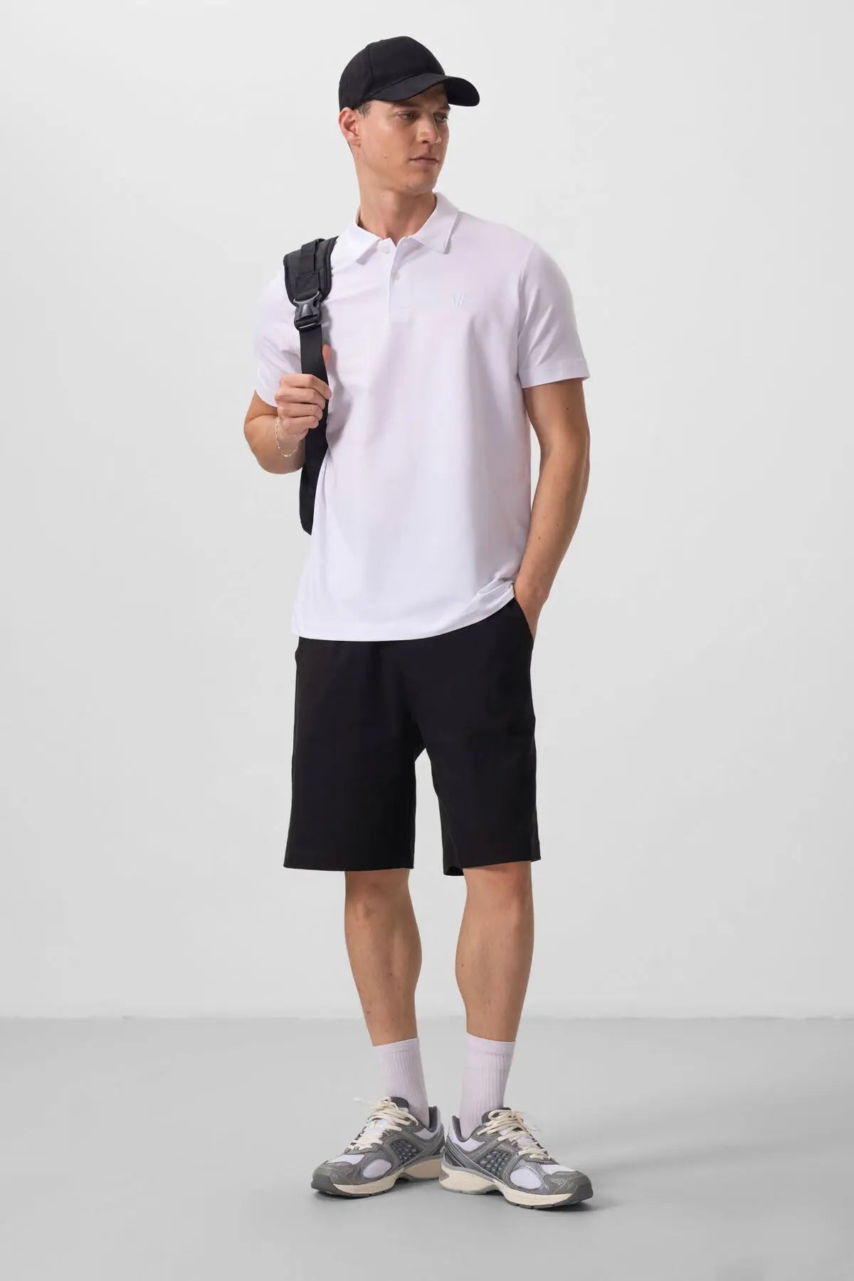 basic göğüs logolu standart kalip triko polo yaka erkek t-shirt - 87768 - Justyol