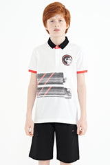 <tc>T-shirt garçon à col polo, coupe standard avec détails imprimés - 11094</tc>