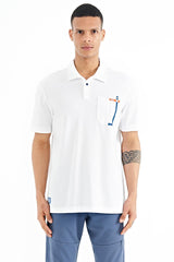 cep detayli baskili standart kalip polo yaka erkek t-shirt - 88241