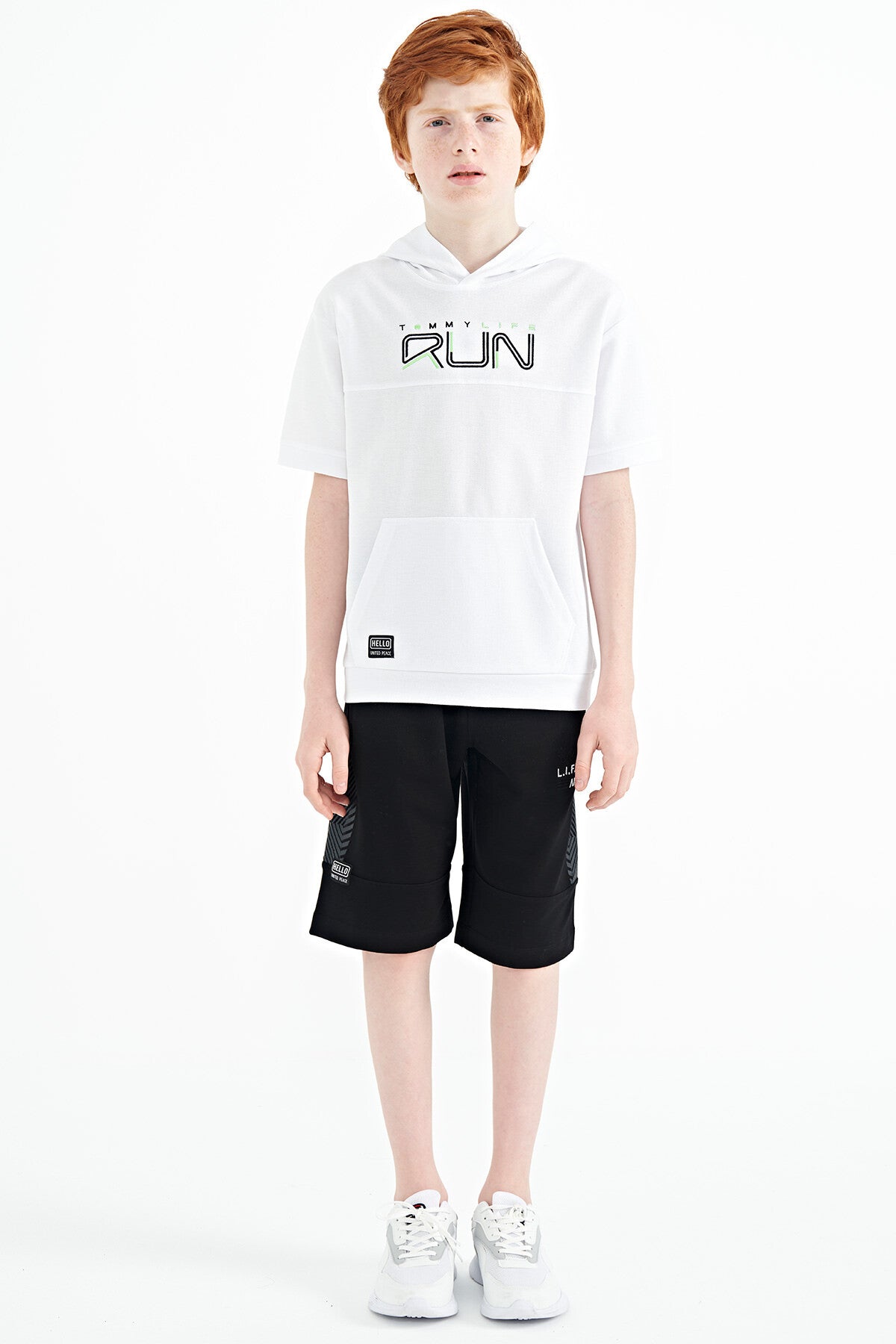 <tc>T-shirt oversize pour garçon avec capuche et poche kangourou - 11160</tc>