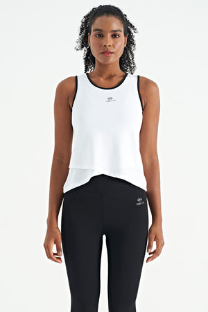 logo baskili biye şeritli standart kalip kadin spor atlet - 97255 - Justyol