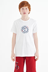 <tc>T-shirt pour garçon à col rond, coupe standard, avec détails de broderie - 11115</tc>