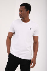 <tc>T-shirt pour homme à col rond, coupe standard, avec logo à double ok et texture en nid d'abeille - 87921</tc>