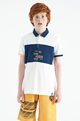 <tc>T-shirt garçon à col polo, coupe standard, avec détails brodés et dégradé de couleurs - 11110</tc>