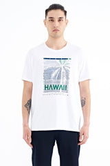 <tc>T-shirt pour homme à col rond, à coupe standard, avec impression de slogan - 88190</tc>