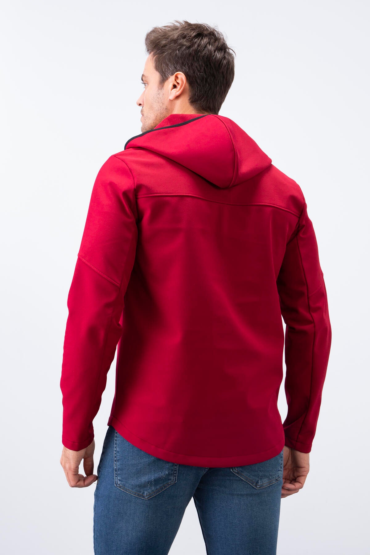 fermuarli kapüşonlu su ve rüzgar geçirmez softshell erkek mont - 88051 - Justyol