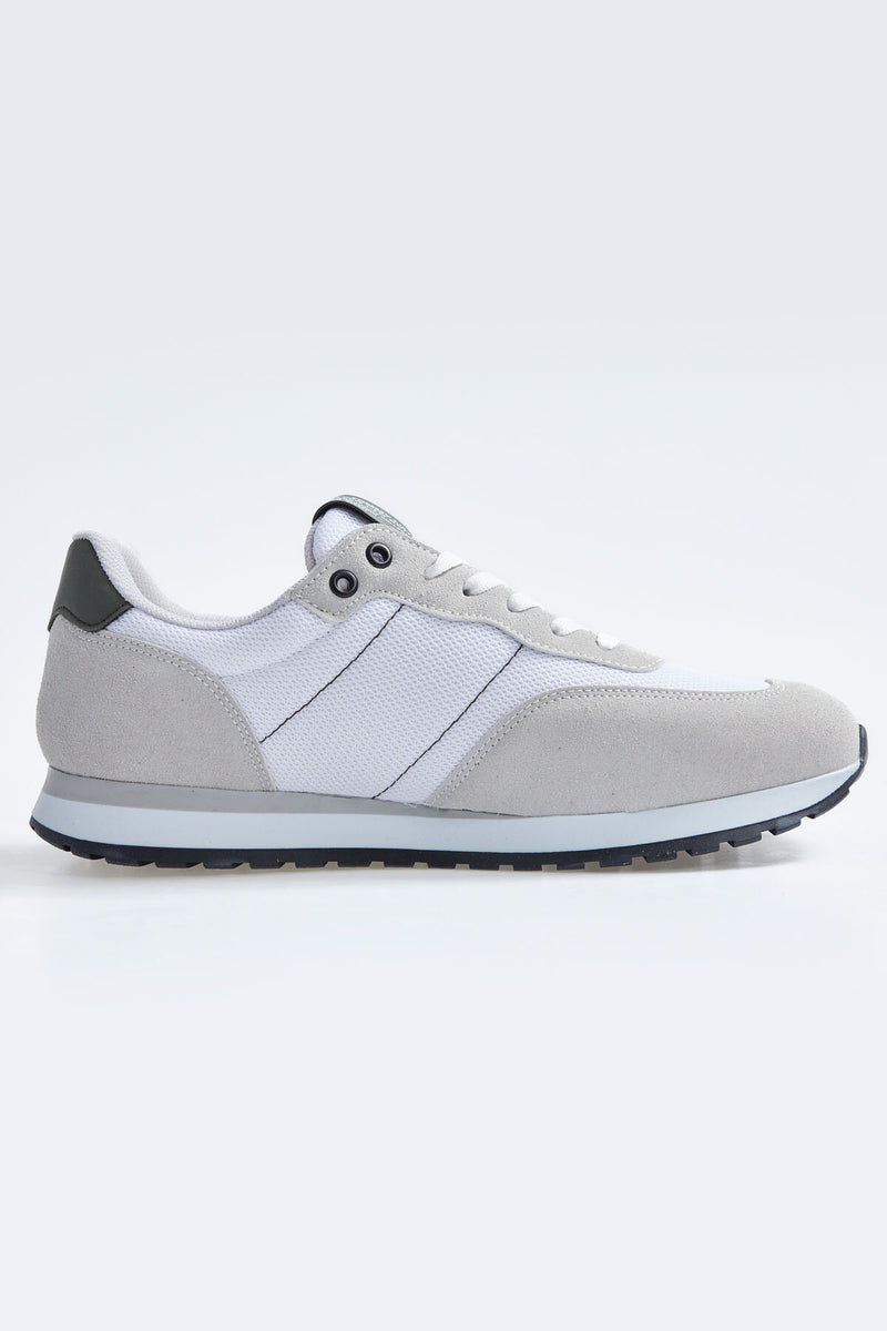 Baskets Homme en Suédine avec Empiècements Respirants – Chaussures Sportives à Lacets Confortables