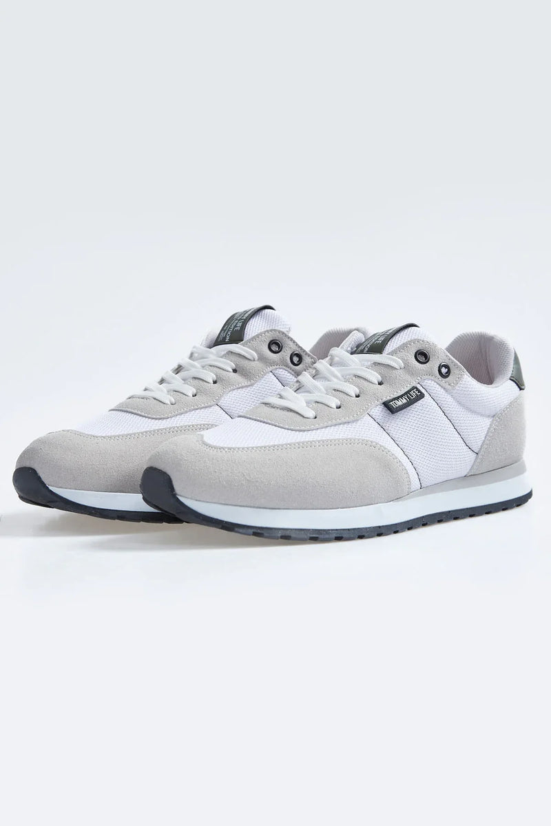 Baskets Homme en Suédine avec Empiècements Respirants – Chaussures Sportives à Lacets Confortables