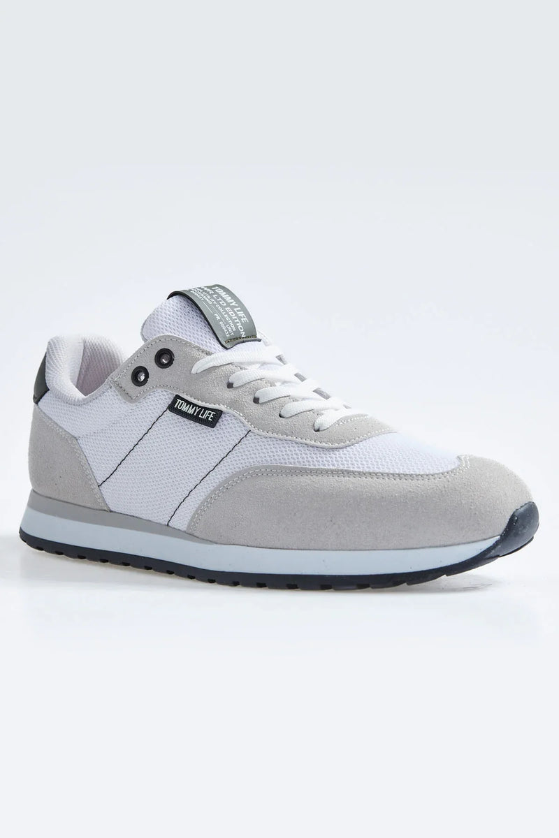 Baskets Homme en Suédine avec Empiècements Respirants – Chaussures Sportives à Lacets Confortables