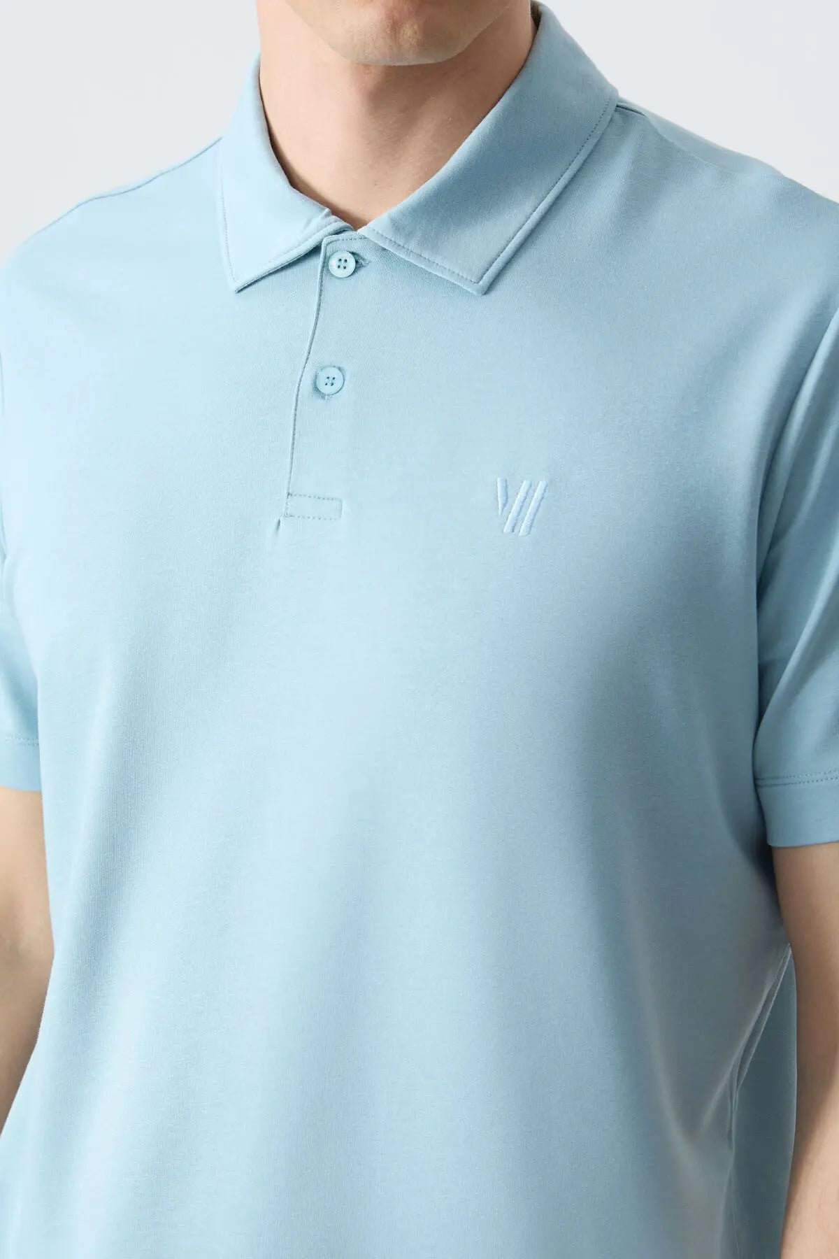 basic göğüs logolu standart kalip triko polo yaka erkek t-shirt - 87768 - Justyol