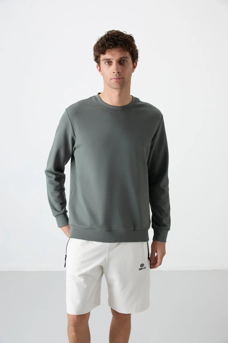 Sweatshirt pour homme à col rond, coupe décontractée - 88053
